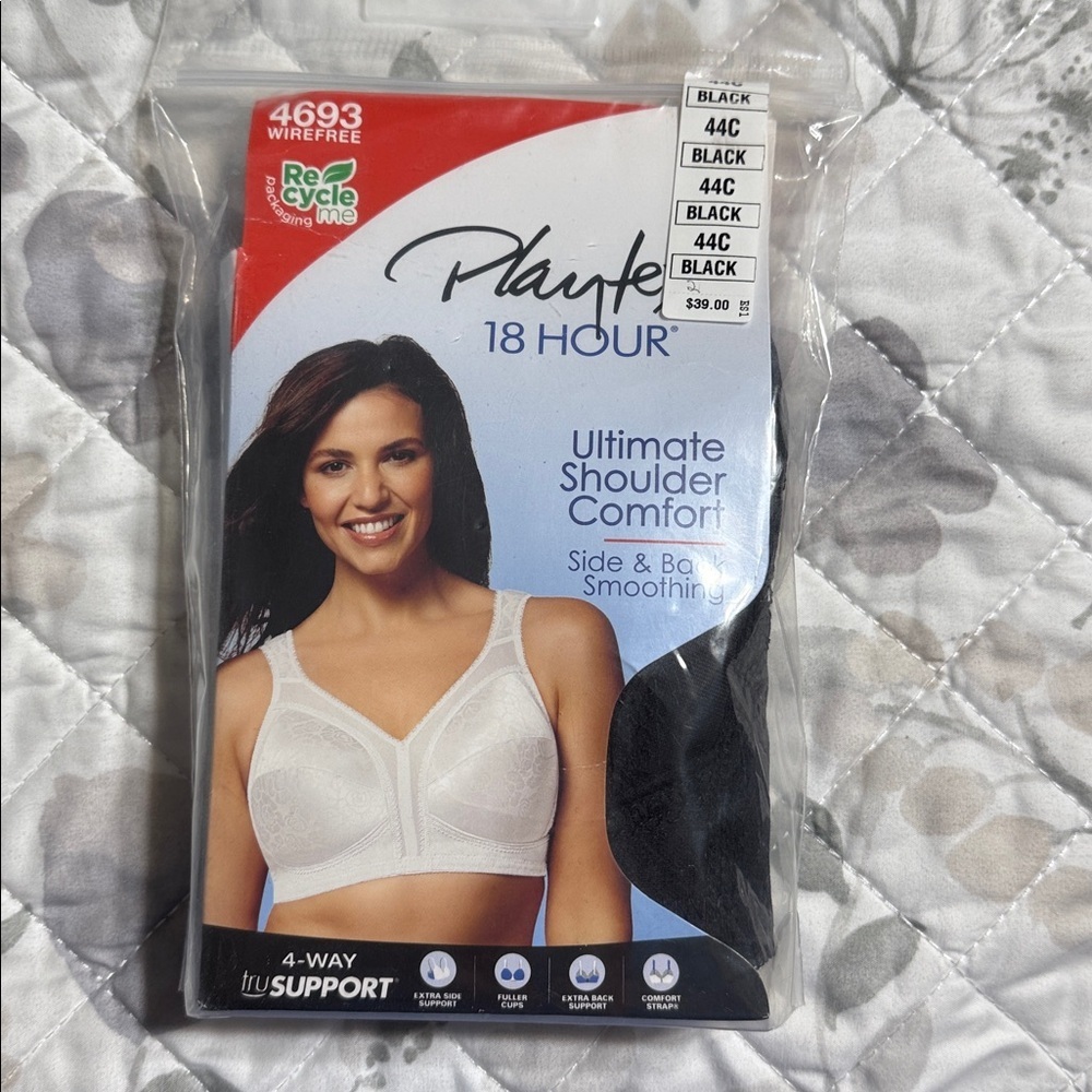 Playtex 18 Hour Black Bra 44C